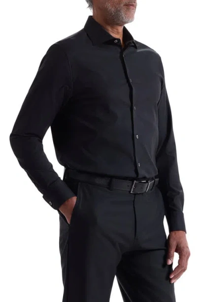 Bugatchi Axel Shaped Fit Jacquard Button-up Shirt In Black