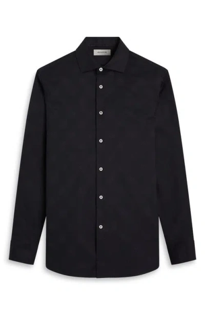 Bugatchi Axel Shaped Fit Jacquard Button-up Shirt In Black