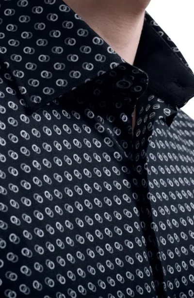 Bugatchi Jimmy Ooohcotton® Geo Print Button-up Shirt In Black