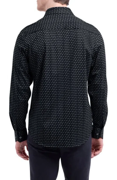 Bugatchi Jimmy Ooohcotton® Geo Print Button-up Shirt In Black