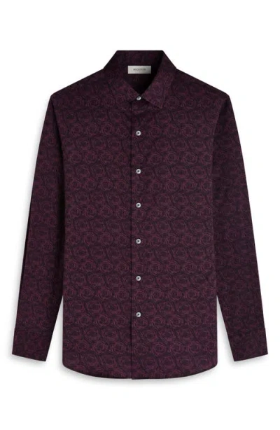 Bugatchi Julian Shaped Fit Abstract Print Button-up Shirt In Burgundy