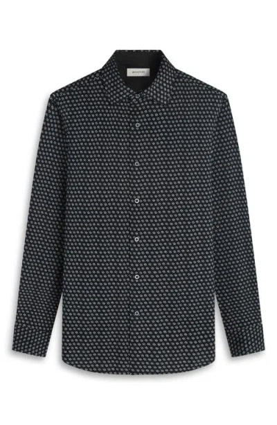 Bugatchi Jimmy Ooohcotton® Geo Print Button-up Shirt In Black