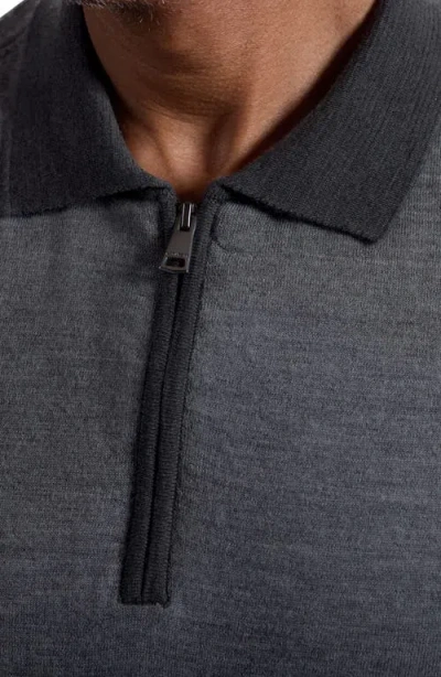 Bugatchi Long Sleeve Merino Wool Quarter Zip Polo Sweater In Multi