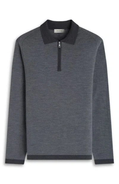 Bugatchi Long Sleeve Merino Wool Quarter Zip Polo Sweater In Multi
