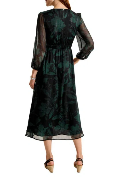 Tommy Bahama Bloom Beauty Metallic Long Sleeve Maxi Dress In Black