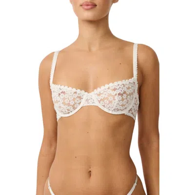 Kat The Label Daisy Embroidered Underwire Bra In White