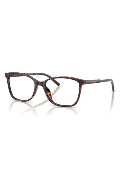 Dolce & Gabbana Dolce&gabbana 52mm Rectangular Optical Glasses In Brown