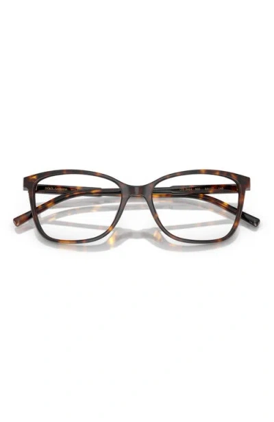 Dolce & Gabbana Dolce&gabbana 52mm Rectangular Optical Glasses In Brown