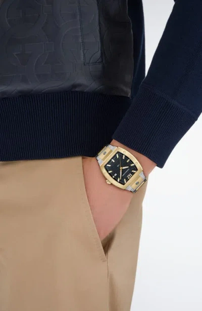 Ferragamo F80 Tonneau 3h Watch In Gold