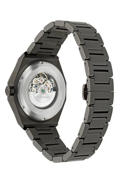 Ferragamo Edge Skeleton Watch In Black