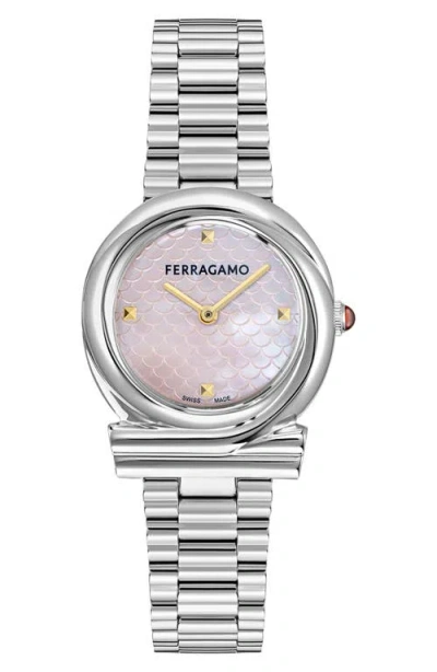 Ferragamo Gancini Twisted 32mm Watch In Metallic