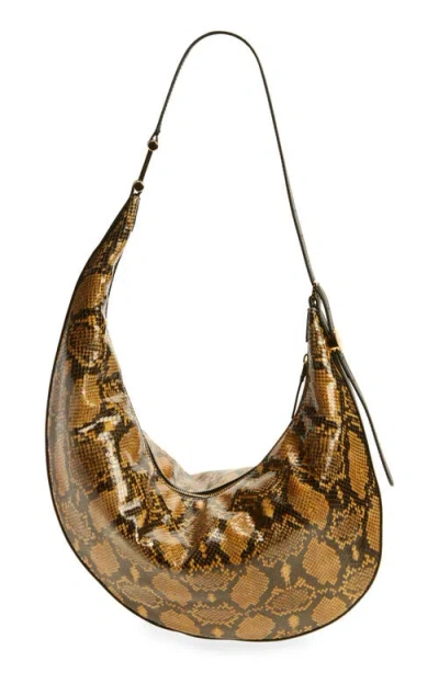 Marni Amber Python Dot Small Hobo Bag In Brown
