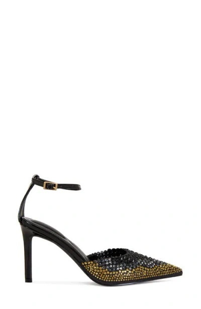 Azalea Wang Julippe Ankle Strap Pointed Toe Pump In Animal Print