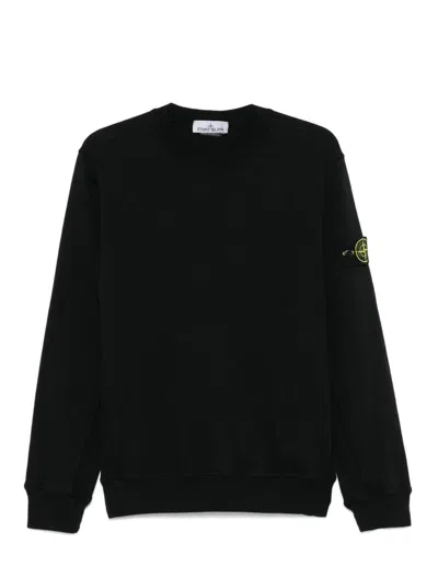 Stone Island Organic Cotton Crewneck Sweatshirt In Black