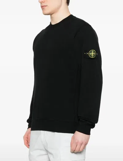 Stone Island Organic Cotton Crewneck Sweatshirt In Black