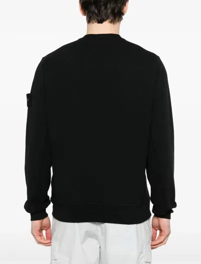 Stone Island Organic Cotton Crewneck Sweatshirt In Black