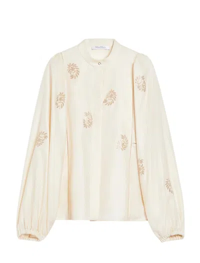 Max Mara Maxmara Women Lightweight Cotton Satin Shirt In White
