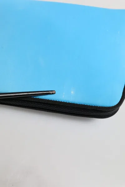 Pre-owned Dolce & Gabbana Blue Nylon Dg Logo Print Clutch Zip Pouch Women's Bag ()