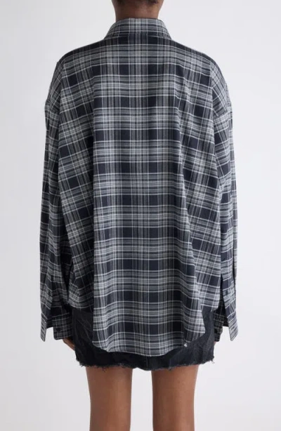 Balenciaga Regular Fit Plaid Button-up Shirt In Blue