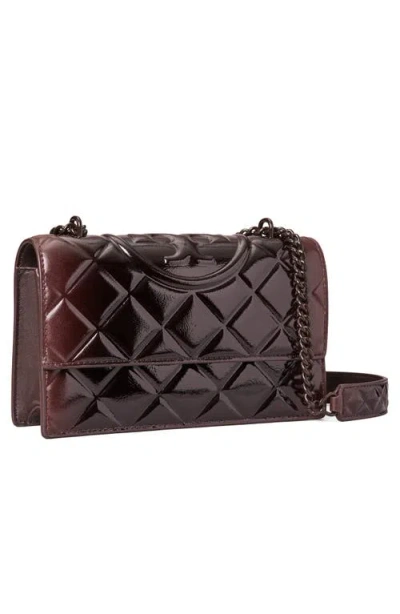 Tory Burch Small Fleming Quilted Patent Shoulder Bag In Brown