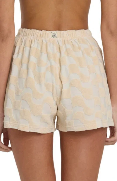 Billabong Laura Waves Jacquard Cotton Terry Cover-up Shorts In Neutral