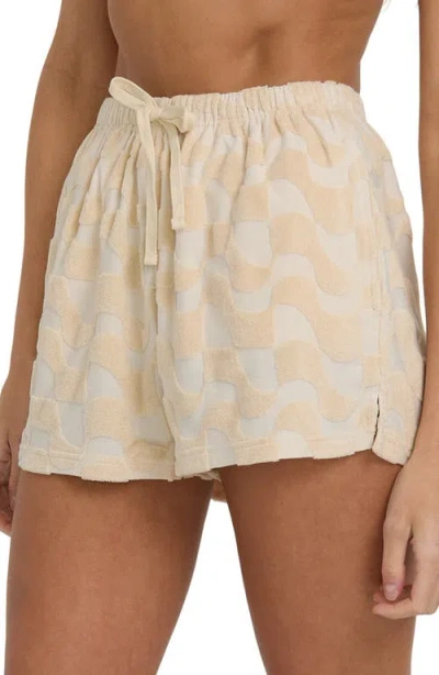 Billabong Laura Waves Jacquard Cotton Terry Cover-up Shorts In Neutral