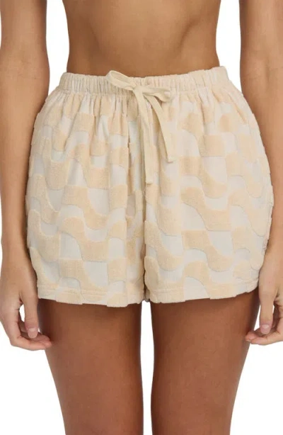 Billabong Laura Waves Jacquard Cotton Terry Cover-up Shorts In Neutral