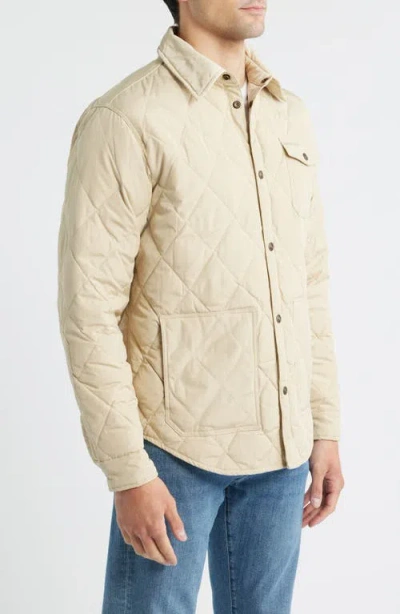 Schott Nyc Quilted Down Shirt Jacket In Neutral