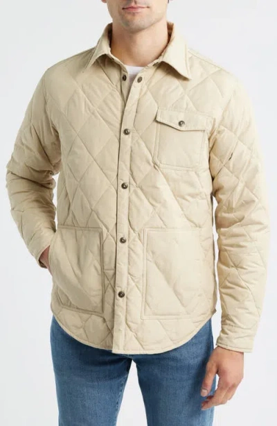 Schott Nyc Quilted Down Shirt Jacket In Neutral