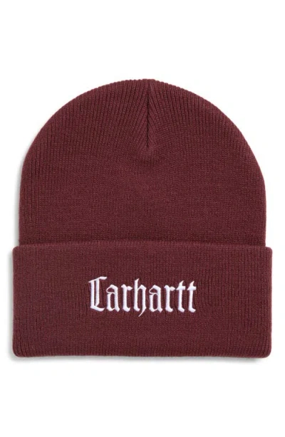 Carhartt Work In Progress Schooling Beanie In Red