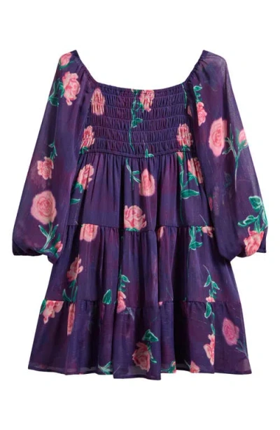 Ava & Yelly Kids' Swiss Dot Long Sleeve Dress In Purple