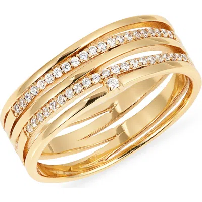 Nordstrom Demifine Cubic Zirconia Crossover Multiband Ring In Gold