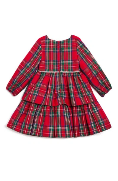 Pippa & Julie Kids' Jo Plaid Tiered Fit & Flare Dress In Red