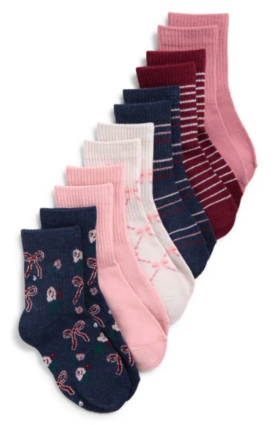 Capelli New York Kids' Roses & Bows Assorted 6-pack Crew Socks In Multi