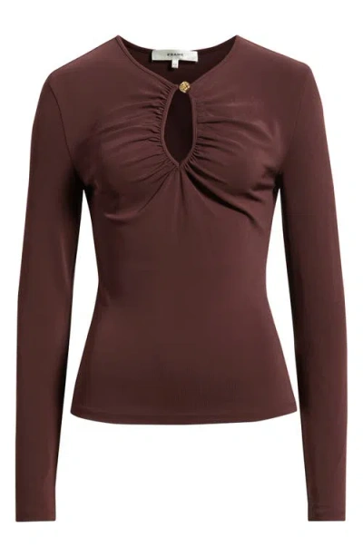 Frame The Keyhole Long Sleeve Top In Brown