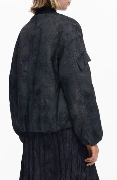 Desigual Embroidered Bomber Jacket In Blue