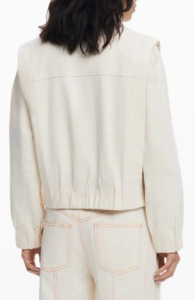Desigual Double Breasted Crop Jacket In Neutral