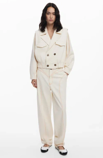 Desigual Double Breasted Crop Jacket In Neutral