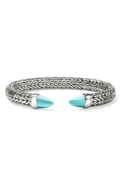 John Hardy Sterling Silver Turquoise Spear 50 Flex Cuff In Metallic