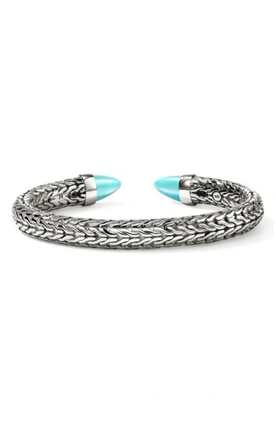 John Hardy Sterling Silver Turquoise Spear 50 Flex Cuff In Metallic