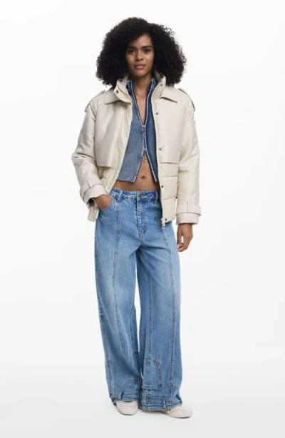 Desigual Hybrid Padded Jacket In Neutral