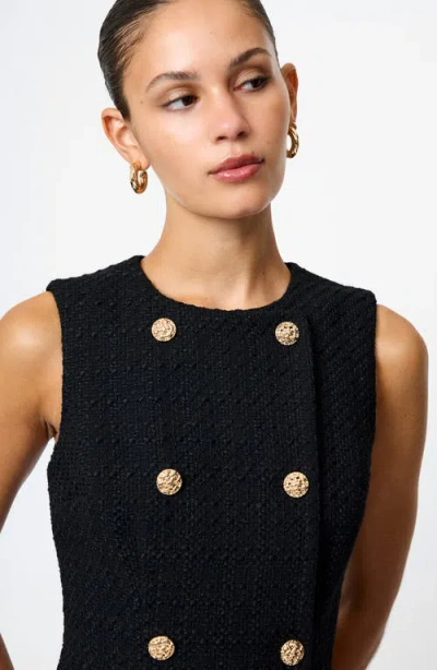 French Connection Structured Tweed Mini Dress In Black