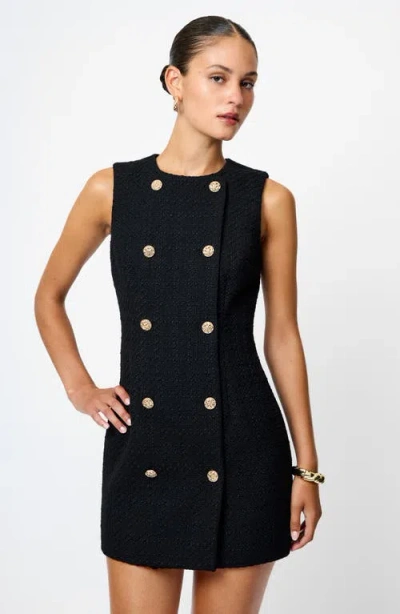 French Connection Structured Tweed Mini Dress In Black