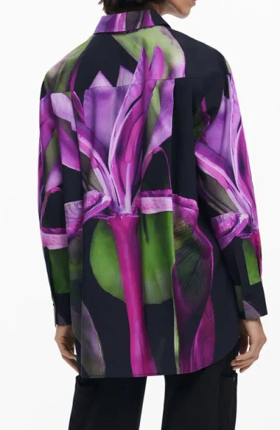 Desigual Print Button-up Shirt In Purple