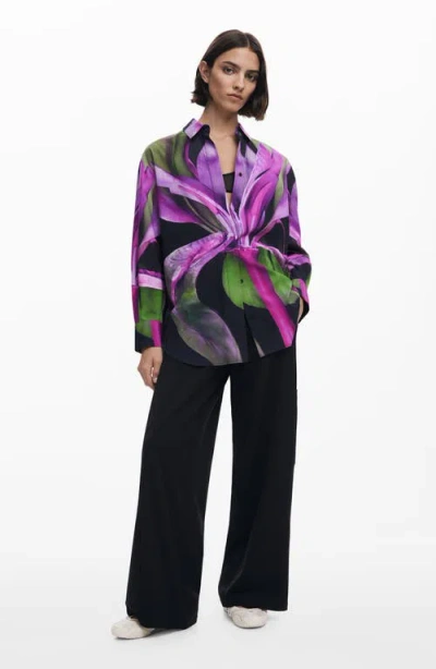 Desigual Print Button-up Shirt In Purple