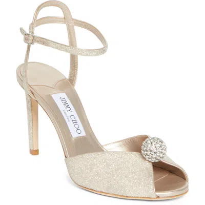 Jimmy Choo Sacora 85mm Heeled Sandals Ankle Strap In Neutral