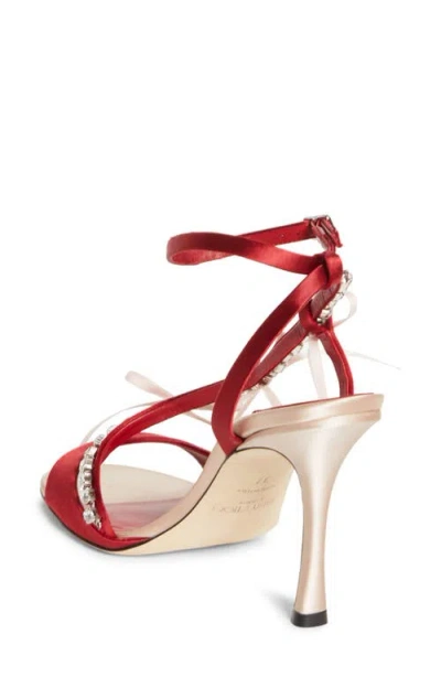Jimmy Choo 100mm Lula Bow-embellished Sandals In Red