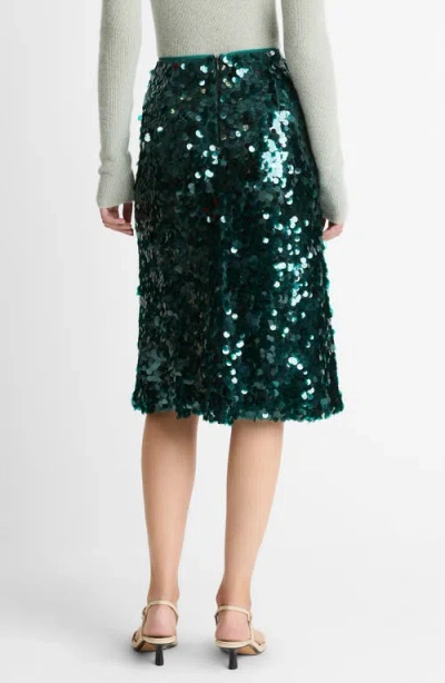Vince Lucite Sequined Midi Skirt In Green