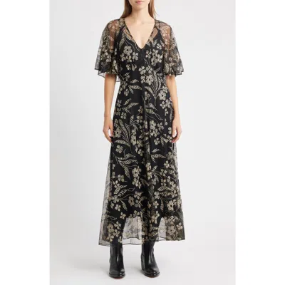 The Great . The Festal Floral Maxi Dress In Black