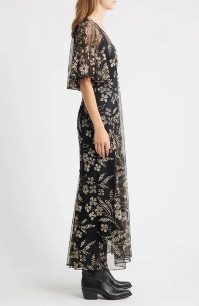 The Great . The Festal Floral Maxi Dress In Black